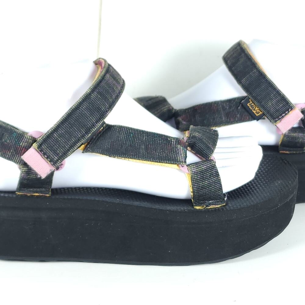 Teva Flatform Women's US8? Black Gray Platform Wedge Strappy Sandals - Picture 15 of 16